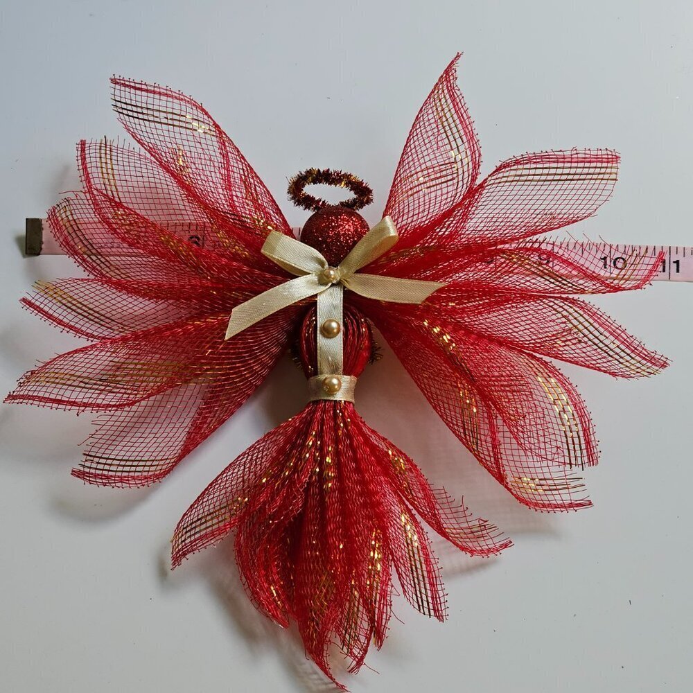 Red and Gold Guardian Angel Memorial Angel